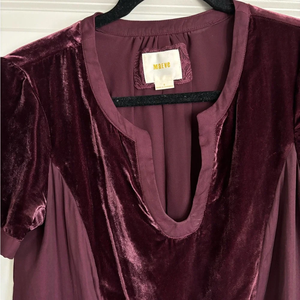 Anthropology Mauve Dress with Velvet - Picture 3 of 8